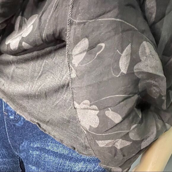 Carla Conti Sleeveless Dark Green Draped Neck Floral Silk Blouse Size Small - Picture 10 of 10